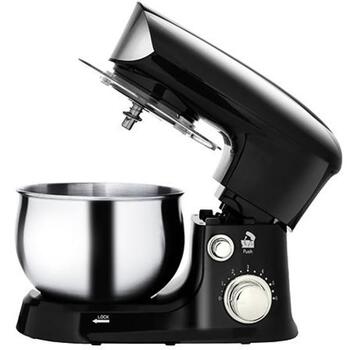 Adler планетарный кухонный комбайн AD 4226b, 3 L, 700 W, 6 скоростей, нержавеющая сталь чаша, крюк для теста, венчики: 3 (AD 4226 black)