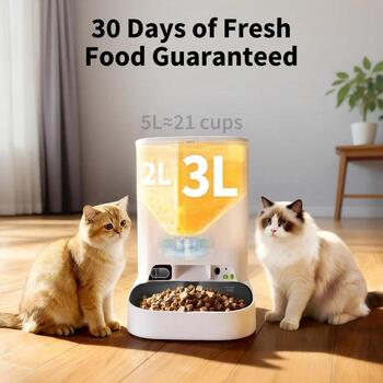 Petkit YumShare Dual-hopper 2 Automātiskā barotava ar kameru P591 2, 5L, ABS, 304 nerūsējošais tērauds, balta (P591 2)