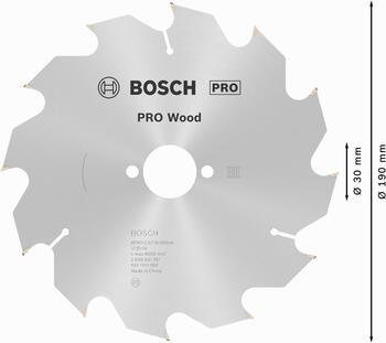 Koka ripzāģa asmens, precīzi asināti karbīda zobi, 190 mm, 12 zobi, 2608641187, BOSCH (2608641187)