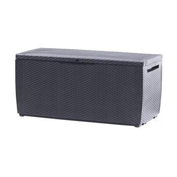 Keter Capri Storage Box 305L серый 29201486939, 305L, 250kg, 123x53,5x57см, текстура ротанга, вентилируемый, с колесиками (29201486939)