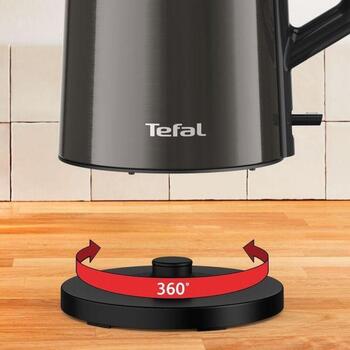 Tefal электрический чайник KI583E, 2000 W, 1.5 L, нержавеющая сталь, 360° вращающаяся база, графитовый цвет (KI583E)