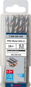 HSS-G urbji metālam 6,3mm 10gab., Urbjmašīnām/skrūvgriežiem PRO METAL HSS-G STANDARTA SPIRĀLVEIDA URBJA GARUMS, 2608585498, BOSCH (2608585498)