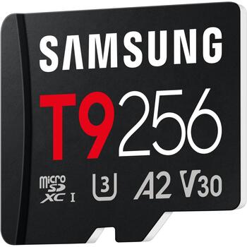 Samsung Карта памяти T9 microSD MB-MH256T/WW, 256 ГБ, UHS-I U3, V30, A2, SD адаптер, водо- и ударопрочная (MB-MH256T/WW)