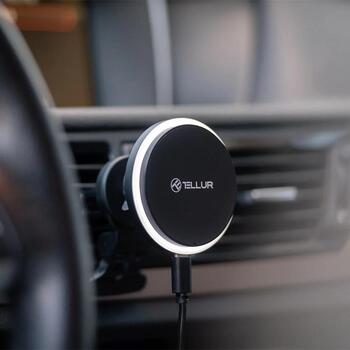 Tellur Беспроводное зарядное устройство TLL151431, 5V/9V/12V 2A, 15W, USB-C, совместимо с MagSafe, крепление на вентиляцию (TLL151431)