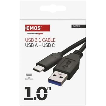 Emos Кабель быстрой зарядки и передачи данных SM7021BL, 1м, черный, USB 3.0 A/C, 18W, 2A, для зарядки/передачи данных (SM7021BL)