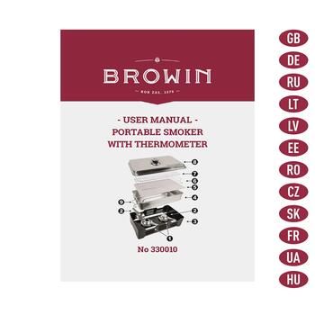Browin 330010 уличный коптильня с термометром, 43см, 27.3см, 21см, 3.6кг, сталь, вишневая щепа, стартовый набор (330010)