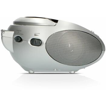 Lenco SCD-24 Black/Silver CD-магнитола, 2x2W, FM-радио, CD/CD-R/CD-RW, ЖК-дисплей, разъем 3.5mm для наушников, ручка для переноски (SCD-24 Black/Silver)