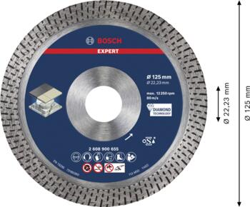 Dimanta grieš. disks HardCeramic 125x22.23x1.4, Mazām leņķa slīpmašīnām EXPERT HARD CERAMIC DIMANTA GRIEZĒJDISKS, 2608900655, BOSCH (2608900655)