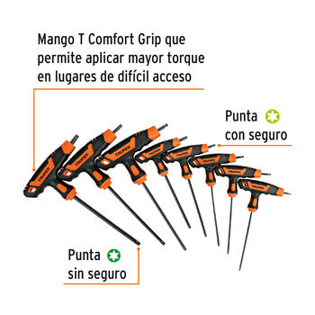 Atslēgu komplekts T-veida TORX T9-T40 8gab. TRUPER (TORX-8TLX)
