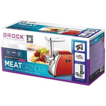 Brock MG 1601 RD мясорубка, 1400W, 2кг/мин, 3 диска, 3/5/7мм, реверс, 85дБ (MG 1601 RD)