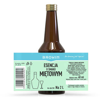 Browin MINT esence 404190, 40ml, 2L dzērienam, 10ml porcijas, 80-110g cukura, glicerīns, krāsvielas (404190)
