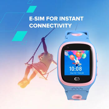 Детские умные часы с E SIM 4G GPS WiFi соединением видео воспроизведением музыки играми и функцией обучения английскому языку ZEFIR KW-49 Roza Blue CANYON (CNE-KW49PB)