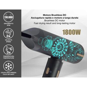 Beper Fēns P301ASC010, 1800 W, 220-240 V, 3 ātrumi, 3 temperatūras, 2 uzgaļi, aukstā gaisa funkcija, jonu funkcija (P301ASC010)