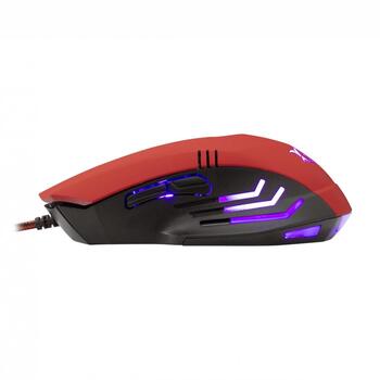 White Shark HANNIBAL-2 RED spēļu pele, 3200 DPI, 6 pogas, USB 2.0, 1.8m, 125Hz, 135g, sarkana (HANNIBAL-2 RED)
