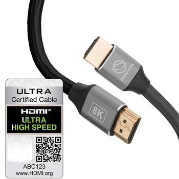 Manta HDMI кабель HDMI-1,5MC, 1,5м, HDMI 2.1, 8K @ 60Hz, 4K @ 120Hz, 48бит, eARC, золотые разъемы (HDMI-1,5MC)