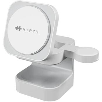Hyper Беспроводная зарядка HJ3320WHGL, 15Вт, 1м USB-C кабель, 7x7x7.9см, Qi2 (HJ3320WHGL)