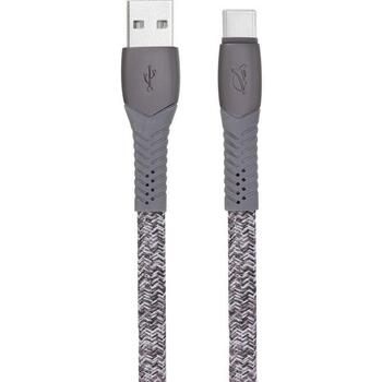Rivacase USB-C кабель PS6102GR12, 1.2м, серый, USB 2.0, 480Mbps, 5000+ изгибов, нейлоновая оплетка (PS6102GR12)