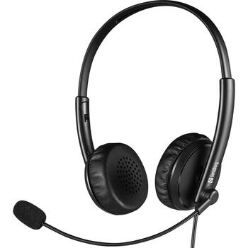 Sandberg 2in1 офисные наушники 126-21, 1,5м, 3,5мм, USB, 32Ω, 27мм, многосенсорный микрофон (126-21)