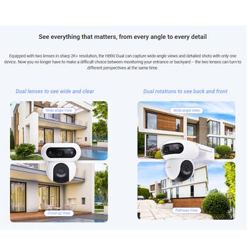 Ezviz HB90/SP WIFI Outdoor IP65 Dual lens 4MP+4MP Smart Pan & Tilt Battery Camera MicroSD / Night vision White (CS-HB90/SP)