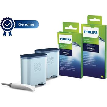 Philips Аксессуары для кофемашин CA6707/10, 2x AquaClean, очиститель, смазка, 70% перерабатываемый (CA6707/10)