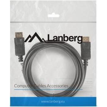 Lanberg кабель DisplayPort CA-DPDP-10CC-0030-BK, 3 м, 3840 x 2160 @ 60 Гц, 21,6 Гбит/с, 20 пиновые разъемы (CA-DPDP-10CC-0030-BK)