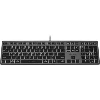 A4Tech FStyler FX60H A4TKLA47125, 150m, 2 USB, 12 multimediju taustiņi, zema profila taustiņi, balta LED apgaismojums (A4TKLA47125)