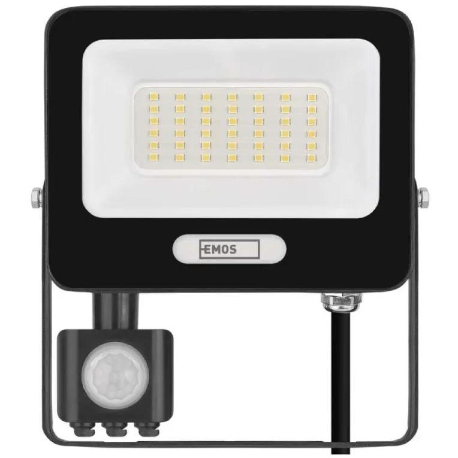 Emos LED прожектор GLARO ZS2334B, 30 W, 3000 lm, IP54, нейтральный белый, PIR датчик, алюминий, стекло (ZS2334B)
