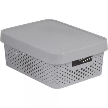 Ящик перфорированный с крышкой Infinity Recycled 11л 36x27x14cм серый Curver 0804753099 (0804753099)