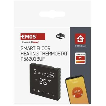 Emos Программируемый напольный термостат P56201BUF, 230V переменный ток, 6 раз в день, Wi-Fi, голосовое управление, NTC датчик 3м (P56201BUF)