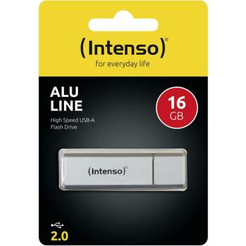 Intenso USB флеш-накопитель 3521472 16GB, USB 2.0, скорость чтения 28 MB/s, скорость записи 6.5 MB/s, алюминий, серебристый (3521472)