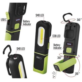 Emos перезаряжаемый рабочий свет P4537, 330 лм, 1200 мАч, COB LED 100 % – 330 лм, SMD LED 100 % – 60 лм, 3 режима (P4537)