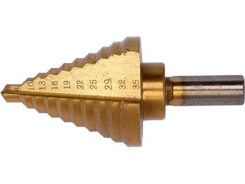 Yato pakāpju urbis YT-44739, 6-35mm, HSS 4241, 10 pakāpieni, TiN pārklājums, 75mm, 45mm, trīsstūra stiprinājums (YT-44739)
