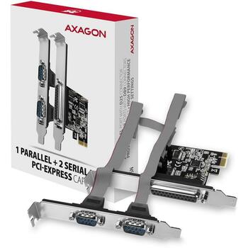 Axagon Адаптер PCEA-PSN 1x параллельный DB25, 2x RS-232 DB9 250 кBd, PCIe 5 Гбит/с, CE, RoHS (PCEA-PSN)
