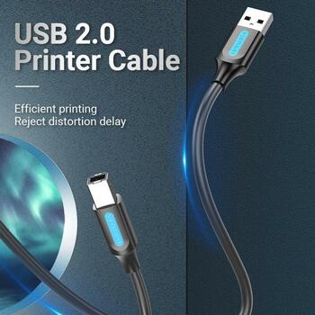 Vention USB 2.0 A Male к B Male кабель 2M COQBH, 2м, 0.48Gbit/s, прямой разъем, черный, PVC (COQBH)