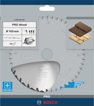 Ripāģa disks 165x20/16mm Speedline Wood Z24, Rokas ripzāģiem PRO WOOD RIPZĀĢA ASMENS, 2608642601, BOSCH (2608642601)