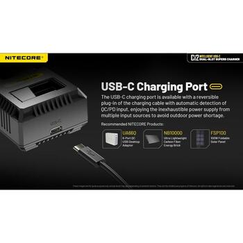 Nitecore Зарядное устройство CI2 5V 2A, 9V 2A, 12V 1.5A, 18W, 4.2V±1%, 1.48V±1%, 3000mA*1, 2000mA*1, AA, AAA, 18650 (CI2)