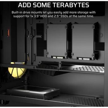 Corsair 3200D RS PC korpuss, Mid-Tower, melns, 7 sloti, 1x3.5
