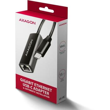 Axagon USB адаптер ADE-ARC, 1 x RJ-45, 10/100/1000 Mbit/s, Realtek RTL8153, питание от USB, Plug and Play, черный (ADE-ARC)