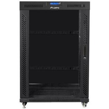 Lanberg напольный шкаф 19 дюймов 22U FF01-8022-12BL, 800mm, 1000mm, 1200kg, 6 мест для вентиляторов, IP20, стеклянные двери (FF01-8022-12BL)