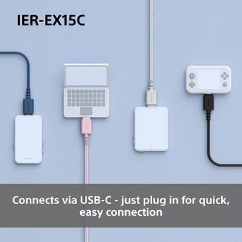 Sony Наушники IER-EX15C Код IEREX15CW.CE7, 1.2m, USB-C, 3 пары насадок, микрофон (IEREX15CW.CE7)