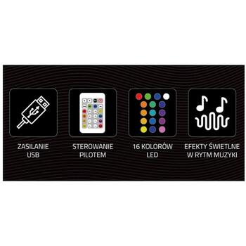 Manta Neona gaisma SNL58RGB, 5W, 5V, 2m strāvas vads, 16 krāsas, bezvadu tālvadība, spilgtuma regulēšana (SNL58RGB)
