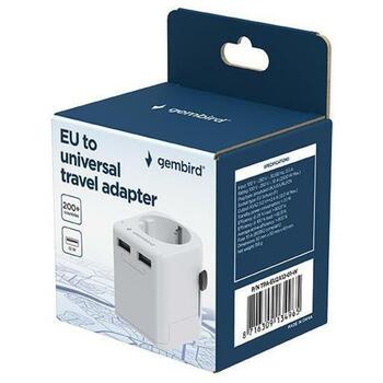 Gembird strāvas adapteris TPA-EU2A12-01-W 12W, USB 2.0 porti 2, balts, muciņa ar bērnu drošības aizsargiem (TPA-EU2A12-01-W)
