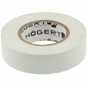 Hogert HT1P285 изоляционная лента, 0.13mm x 19mm x 20m, белая, 125%, от -20°C до +60°C, водонепроницаемая, самозатухающая (HT1P285)