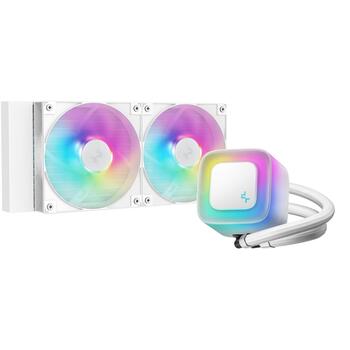 Deepcool Procesora šķidruma dzesētājs LE240 WH V2 R-LE240-WHAMMN-G-2, 240mm, 75.89cfm, 31.6dBA, 2 ventilatori, PWM atbalsts (R-LE240-WHAMMN-G-2)