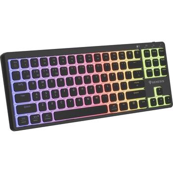 Genesis Thor 430 TKL spēļu klaviatūra NKG-2346, 3000 mAh, 2.4 GHz, Bluetooth, USB, US, lineārie slēdži, RGB, melna (NKG-2346)