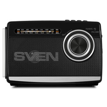 Портативная колонка SRP-535 с радио FM/AM/SW поддержкой USB/microSD фонариком и мощностью 3 W Чёрный SV-017187 SVEN (SV-017187)
