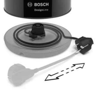 Bosch Чайник DesignLine TWK3P423, 2400 W, 1.7 L, нержавеющая сталь, 360° вращающаяся база, черный (TWK3P423)