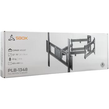 Sbox Kronšteins PLB-1348-2, 32-70 collu, 75x75-600x400, 45kg, melns, tērauds, plastmasa, noliecams-grozāms (PLB-1348-2)