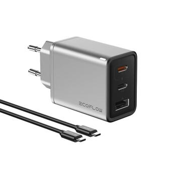 EcoFlow Rapid 5016801003 sienas lādētājs 65W 3 USB porti GaN Sudraba (5016801003)