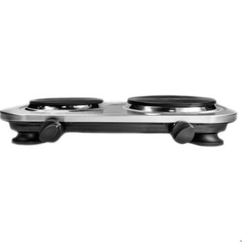 Camry электрическая плита CR 6511, 2500W, 2 конфорки, нержавеющая сталь, поворотные ручки (CR 6511)